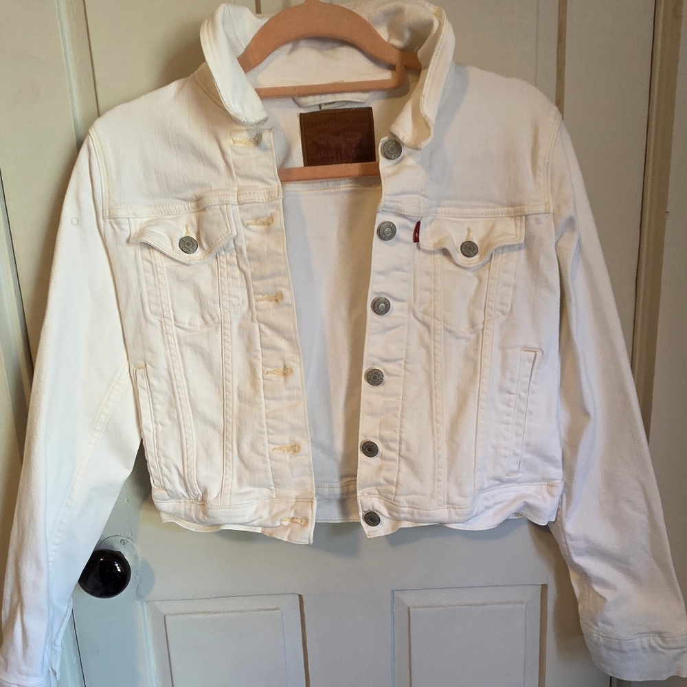 Levi's Women White Denim Jacket
